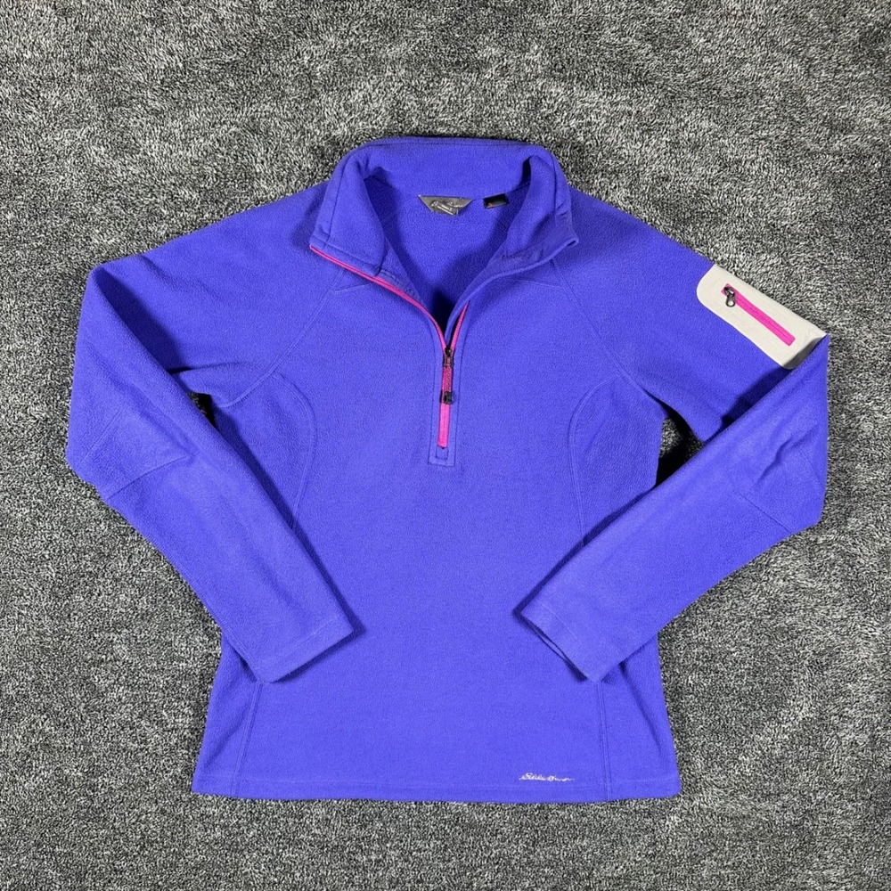 Eddie Bauer Fleece Pullover Womens S First Ascent Purple Quarter Zip Arm Pocket